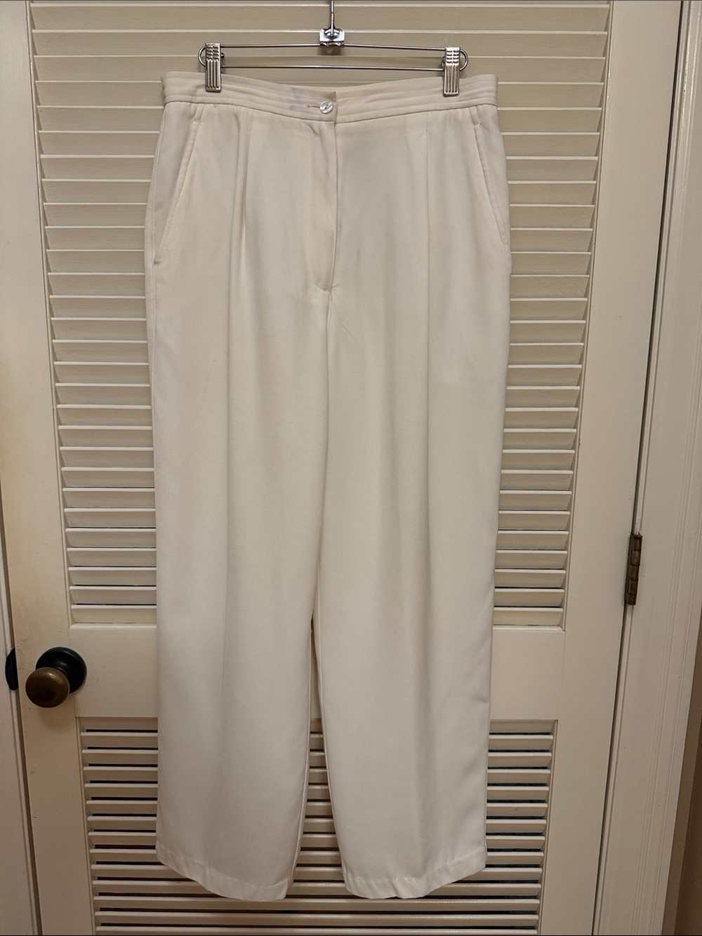 Liz Claiborne Liz sport High-Waist Wide-Leg Trousers in Cream, Size 12, FairCond
